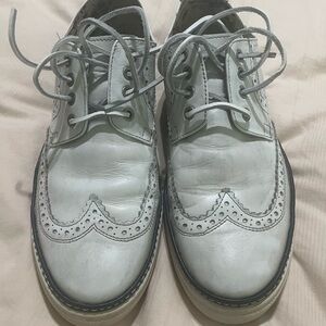 Vince Camuto White Oxford Shoes with Broguing